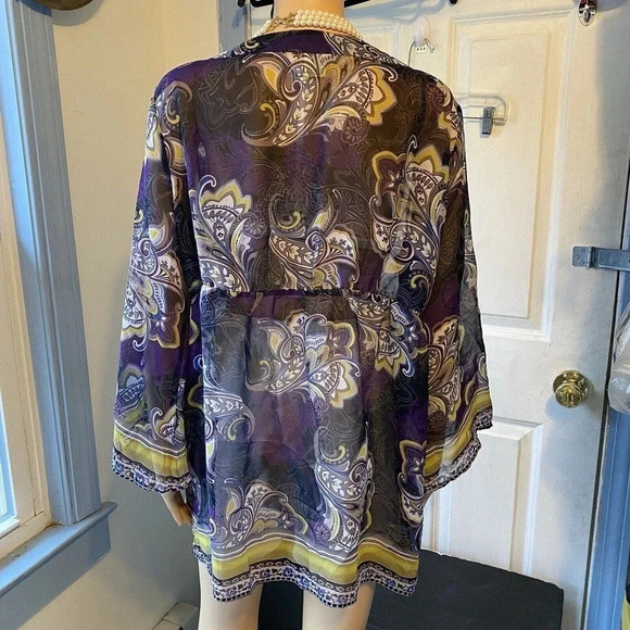 Heirloom Floral Boho Beach Summer Bikini Cover Up Top Women XL-1X Elastic Waist - Picture 7 of 7